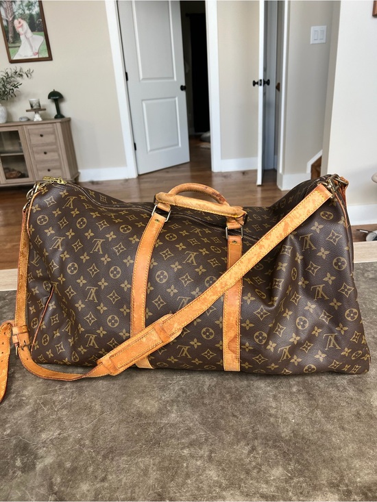 Louis Vuitton Handbags - Louis Vuitton Brown Monogram Travel Duffel with Tan Leather Trim